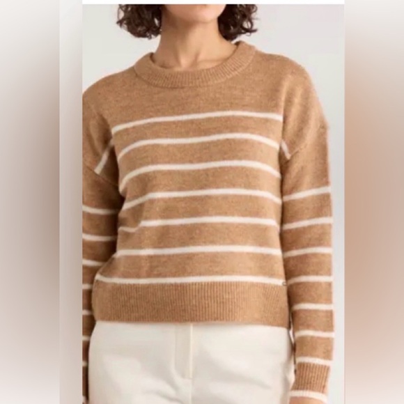 Jason Wu Sweaters - Designer $89 JASON WU Wool Classic Crewneck Americana Striped Sweater Camel